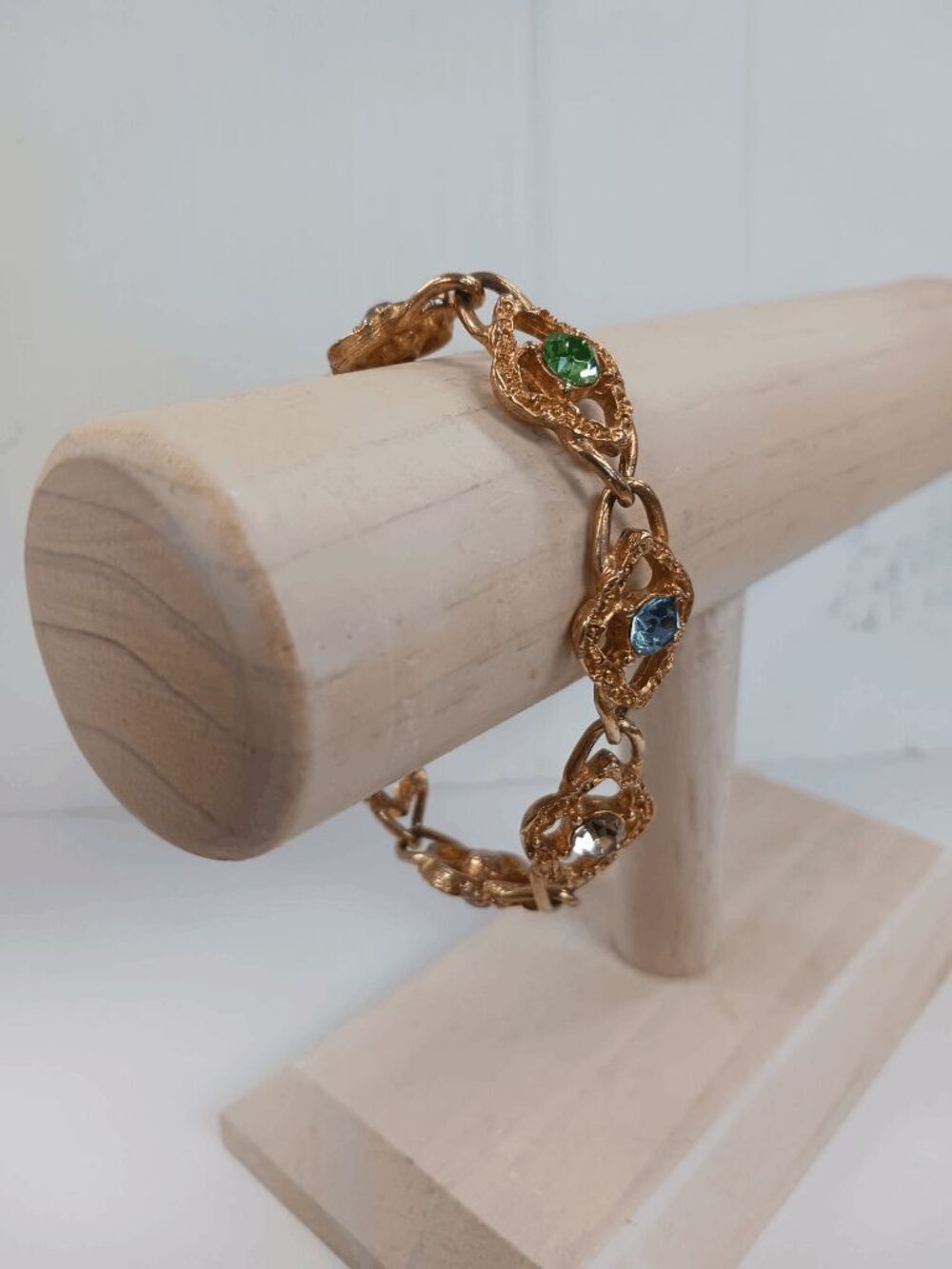 Dainty Opulent Gold and Multicolored CZ Crystal Bracelet Baroque Style